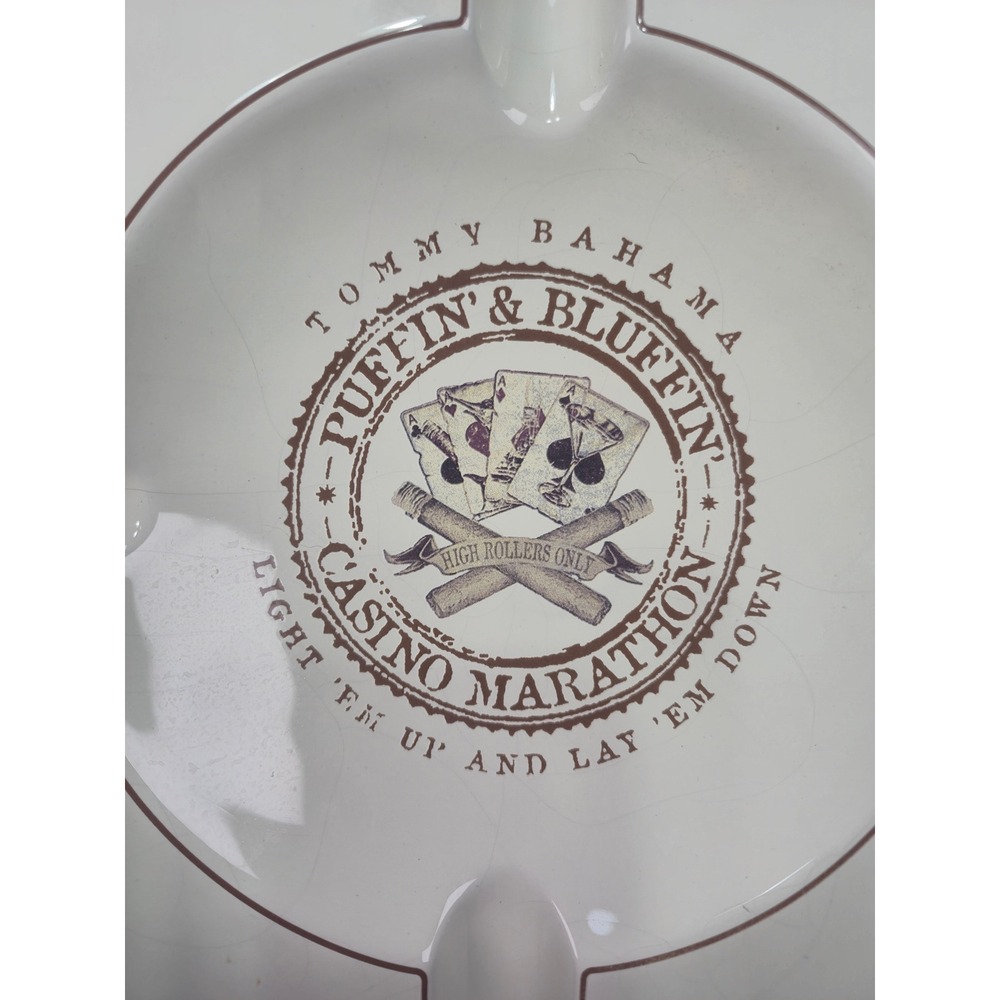 Tommy Bahama Puffin & Bluffin Casino Marathon Ceramic Cigar Ashtray 2008 Cream - Picture 4 of 8